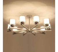 JQQJZLC Lampadario da interno, 3 6 8 10 luci, lampadario in ferro e metallo, illuminazione per fattoria, lampade a sospensione in vetro, finitura bronzo oliato, lampadari moderni argento nero