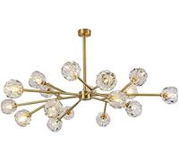 JQQJZLC Lampadario da Soffitto Lampadari Moderni Sfera di Cristallo Sospensione Luce 18 Luci Lampadario Contemporaneo Ramo Soffitto Pendente Dorato Compatibile con Soggiorno Bar Negozio-Rame 6 Testa