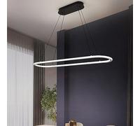 JQQJZLC Lampadario da tavolo da pranzo moderno dimmerabile a LED lampada a sospensione rettangolare in oro bianco rettangolare nero lampada a soffitto lunga per cucina isola ristorante bar