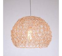 JQQJZLC Lampadario Giapponese in bambù Rattan lampadario retrò Canapa Creativo Lampada a Sospensione sferica Art Deco soffitto Intrecciata Luce ciondo