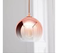 JQQJZLC Lampadario in vetro a sfera di lusso leggero, pendente in vetro elettrolitico rosa luce, Nordic Minimalist Bedroom Bedside Personality Cafe Lampada Hanging Life Interessante (25 cm)