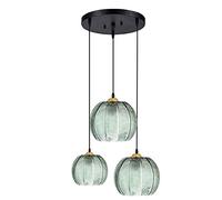 JQQJZLC Lampadario in Vetro in Ottone a Strisce Verdi Creativa Moderna Vetro Moderno paralamode Illuminazione a Sospensione Arte Arte Decorativa per Finitura soffitto Goccia e27 Luce per la Sala da