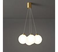 JQQJZLC Lampadario Moderno in Globo di Vetro per Camera da Letto antichi a grappolo in Ottone Latte lampadario a Bolle per Soggiorno Oro costiero a Sospensione a soffitto a soffitto Mid -secolo Luce