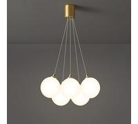 JQQJZLC Lampadario Moderno in Globo di Vetro per Camera da Letto antichi a grappolo in Ottone Latte lampadario a Bolle per Soggiorno Oro costiero a Sospensione a soffitto a soffitto Mid -secolo Luce