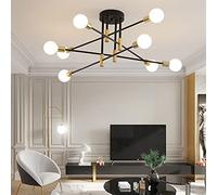 JQQJZLC Lampade per lampadari Moderne 4/6/8 Luci E27 Luci a soffitto Vintage Lampada a soffitto Semi-incorporata Gold Design Nero Illuminazione Nordica Decorazione per la casa per Cucina, Soggiorno,