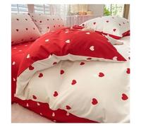 JQQJZLC Letto a Quattro Pezzi Set, Set di Biancheria da Letto a Forma di Cuore a Forma di Doppia Regina Doppia Foglio Piumino Dono di Cuscino Compatibile con Ragazze (G, 180x220cm 4pcs)