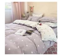 JQQJZLC Letto a Quattro Pezzi Set, Set di Biancheria da Letto a Forma di Cuore a Forma di Doppia Regina Doppia Foglio Piumino donowcase Gallia Compatibile con Ragazze (C, 150x200 cm 3pcs)