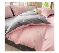 JQQJZLC Letto a Quattro Pezzi Set, Set di Biancheria da Letto a Forma di Cuore a Forma di Doppia Regina Doppia Foglio Piumino donowcase Gallia Compatibile con Ragazze (C, 150x200 cm 3pcs)