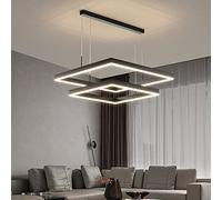 JQQJZLC Luce a Ciondolo a LED Quadrata Moderna Lumo Semplice Semplice per Soggiorno Sala da Pranzo Camera da Cucina Camera da Letto Nera rettangolo a LED Lampada a Sospensione a Sospensione Leggera