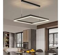 JQQJZLC Luce a Ciondolo a LED Quadrata Moderna Lumo Semplice Semplice per Soggiorno Sala da Pranzo Camera da Cucina Camera da Letto Nera rettangolo a LED Lampada a Sospensione a Sospensione Leggera