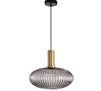 JQQJZLC Luce a Ciondolo in Vetro a Coste del Paralume, Lampada sospesa a soffitto retrò in Ottone, Camera da Letto per Camera da Pranzo Cucina a 1 luci di Luce (20 cm, Verde) Realizzato in Cina
