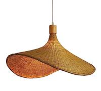 JQQJZLC Luce a Sospensione in Stile Cinese Luce Naturale Bamboo E27 Base lampadario a Base di Paglia Irregolare Forma del Cappello a appenderla per l'illuminazione del Paralume Southeast Asia