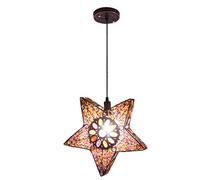 JQQJZLC Lumo a Sospensione retrò Lampada a soffitto a Stella sospesa con Ferro da Design mediterraneo e Acrilico per la Camera da Letto del Ristorante E14 Porta della Lampada Bidone del lampadario