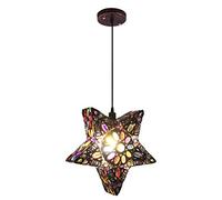 JQQJZLC Lumo a Sospensione retrò Lampada a soffitto a Stella sospesa con Ferro da Design mediterraneo e Acrilico per la Camera da Letto del Ristorante E14 Porta della Lampada Bidone del lampadario