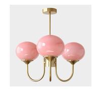 JQQJZLC Lumo Minimalista Grande a Sospensione a Sfere a Sfera di Vetro Rosa - lampadario a 5 luci di metà secolo, Moderna Luce a Sospensione in Globo di Vetro, Lampada a soffitta Industriale