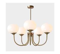 JQQJZLC Lumo Minimalista Grande a Sospensione a Sfere a Sfera di Vetro Rosa - lampadario a 5 luci di metà secolo, Moderna Luce a Sospensione in Globo di Vetro, Lampada a soffitta Industriale