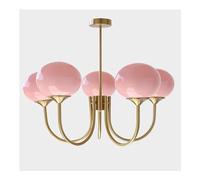 JQQJZLC Lumo Minimalista Grande a Sospensione a Sfere a Sfera di Vetro Rosa - lampadario a 5 luci di metà secolo, Moderna Luce a Sospensione in Globo di Vetro, Lampada a soffitta Industriale