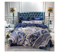 JQQJZLC Lussuoso Set di Biancheria da Letto Blu di Cotone Egiziano Blu Boemia Set da Letto per Letto per Letto piuminole per Letti per Letti per Il Letto a Monte di rapa Ropa de cama Letto a Quattro