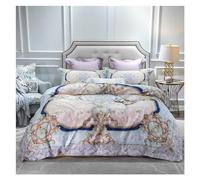 JQQJZLC Lussuoso Set di Biancheria da Letto Blu di Cotone Egiziano Blu Boemia Set da Letto per Letto per Letto piuminole per Letti per Letti per Il Letto a Monte di rapa Ropa de cama Letto a Quattro