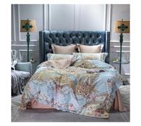 JQQJZLC Lussuoso Set di Biancheria da Letto Blu di Cotone Egiziano Blu Boemia Set da Letto per Letto per Letto piuminole per Letti per Letti per Il Letto a Monte di rapa Ropa de cama Letto a Quattro