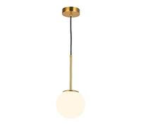 JQQJZLC Moderno a Ciondolo in Vetro Bianco a Ciondolo a Ciondolo lampadario a Sfera di Mezza secolo a 1 Luce in Ottone in Ottone a soffitto Appeso per Illuminazione per la Camera da Pranzo