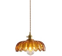 JQQJZLC Nordic Retro Glass Lampada Pendente Ristorante Camera da Letto a Testa Singola lampadario soffitto Light Amber Flower Plamphade Hanging Lighting Soggiorno Fissature Aitura del soffitto