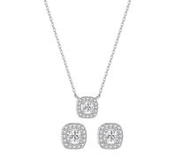JQQJZLC Orecchini di Gioielli 925 Set di Collana - Geometria a Pendente Quadrata a Catena Zirconia Collana Set di Gioielli, per Gioielli da Sposa Senza allergeni