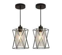 JQQJZLC Pendente Luce 8 '' E27 lampadario Black Glass Glass Space Lampade Rurale Rurale American Decorative LAMPARE A Raggio