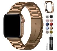 JQQJZLC Per bande 49mm 45mm 44mm 42mm 41mm 40mm 38 mm, fascia d'oro in acciaio inossidabile con custodia per orologi Ultra2 Ultra Series 9 8 7 6 5 4 3 2 1 SE SE2