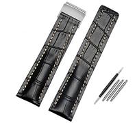 JQQJZLC Per la fascia d'oro 22 mm 24 mm genuina in pelle vera da uomo bracciale in pelle di mucca da orologio con dispiegamento