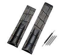 JQQJZLC Per la fascia d'oro 22 mm 24 mm genuina in pelle vera da uomo bracciale in pelle di mucca da orologio con dispiegamento