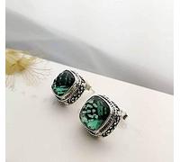 JQQJZLC Per la Testa di Testa Cinese S925 personalità intarsiata Orecchini di Cristallo Verde thailandese Donne Eleganti Gioielli