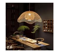 JQQJZLC Plafoniere a sospensione in bambù naturale con tonalità creativa in rattan, illuminazione in vimini intrecciata a mano per cucina isola, lampadario boho country per soggiorno luci in rattan