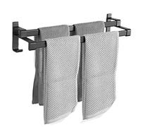 JQQJZLC Portavalo Asciugamano portavalo Asciugamano Porta Asciugamano in Alluminio con Barra da Asciugamano Doppio e Ganci Porta Asciugamano a Parete per Toilette per Toilette Porta