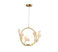 JQQJZLC Sala da Pranzo in Ottone in Ceramica Decorazione Foglia Ginkgo Vetro sospeso Cucina Isola Lampada a Sospensione con tonalità Globo, Socket G9