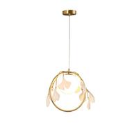 JQQJZLC Sala da Pranzo in Ottone in Ceramica Decorazione Foglia Ginkgo Vetro sospeso Cucina Isola Lampada a Sospensione con tonalità Globo, Socket G9
