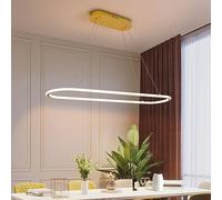 JQQJZLC Sala da pranzo Lampadario da tavolo Moderno LED Dimmerabile Moderno GOL RETTANGOLARE Bianco PROSDA Lampada Nero