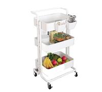 JQQJZLC Scaffali da Bagno Cucina mobili da Cucina mobili a 3 Livelli carrelli di utilità a rotolamento Multifunzionale con divisori per cesti Rack rattino Portatore Mobile Snack Mobile Snack Snack