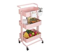 JQQJZLC Scaffali da Bagno Cucina mobili da Cucina mobili a 3 Livelli carrelli di utilità a rotolamento Multifunzionale con divisori per cesti Rack rattino Portatore Mobile Snack Mobile Snack Snack