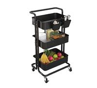 JQQJZLC Scaffali da Bagno Cucina mobili da Cucina mobili a 3 Livelli carrelli di utilità a rotolamento Multifunzionale con divisori per cesti Rack rattino Portatore Mobile Snack Mobile Snack Snack