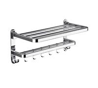 JQQJZLC Scaffali da Bagno scaffali galleggianti per Asciugamani per scaffale da Bagno con Porta Barra Asciugamano Pieghevole ， Ganci a Parete rastrellino Multifunzionale Montato a Parete ，