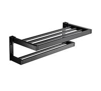 JQQJZLC Scaffali da Bagno scaffali galleggianti per Asciugamano da Bagno con Asciugamano da Asciugamano con Due Barre da Asciugamano Supporto a Parete ， Ripiani galleggianti per Muro ， Nero per la