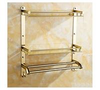 JQQJZLC Scaffali da Bagno scaffali galleggianti suonatore di Perforazione da Bagno a Parete montata per Doccia in Rame a 2 Livelli Cesto di stoccaggio con Asciugamano a Portata di Asciugamano a