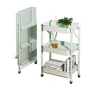 JQQJZLC Scaffali da Bagno squisiti carrelli, Piattaforma di stoccaggio del Bagno per Carrello Pieghevole con Ruote con Cesto Metallico Materiale in Acciaio Carbone Materiale a 3 Livelli Carrello di