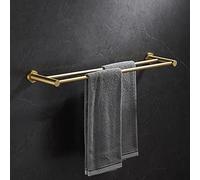 JQQJZLC Scaffali da Bagno squisiti Light Luxury Ottone Spazzolato per Asciugamano, portavalo per Asciugamani, a Doppia e Doppia Asta a Sospensione per Pendente a spasso per appenderla (Colore: Doppio