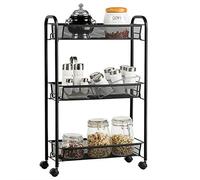 JQQJZLC Scaffali del Bagno mobili da Cucina mobili a 3 Livelli di archiviazione a 3 Livelli Carrello per cesti Full-Metal Standard Carrello per la casa Cucina Bagno Soggiorno.