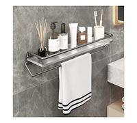 JQQJZLC Scaffali galleggianti per Il Cambio di Vetro da Bagno con Asciugamano a Mano in Alluminio in Vetro temperato scaffale da Bagno da Bagno 19,6 Pollici a Montaggio a Parete Porta -Asciugamano