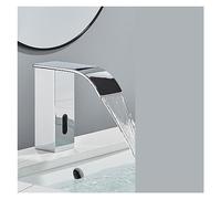 JQQJZLC Sensore Nero BASINE BASINE BAGNI SENSORE Automatico Sensore Watefall Faucet Touchleless Touch Dinvello Tocca Calcia Crane del Miscelatore d'Acqua Fredda (Cold Caldo Oro B)