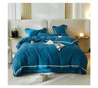 JQQJZLC Set Copripiumino Geometrico con Texture a Nido d'Ape in Cotone Matrimoniale Queen King 4 Pezzi Set di Biancheria da Letto Morbida e Traspirante Lenzuolo federe Set da Quattro Pezzi (Rosso,