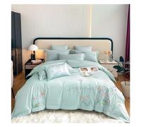 JQQJZLC Set da Letto a Quattro Pezzi Chic Giglio della Valle Ricamo a Valle da 600 TC di Cotone Lungo Letti Regina King Fiori del piumone Foglio di Cover del Piumino Letto a Letto Quattro Pezzi Set,